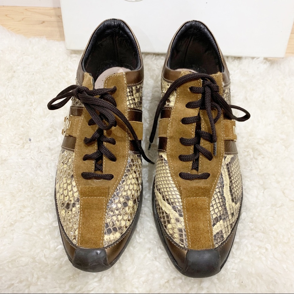 Versace snake skin suede lace up shoes Sz 38 - Picture 2 of 6